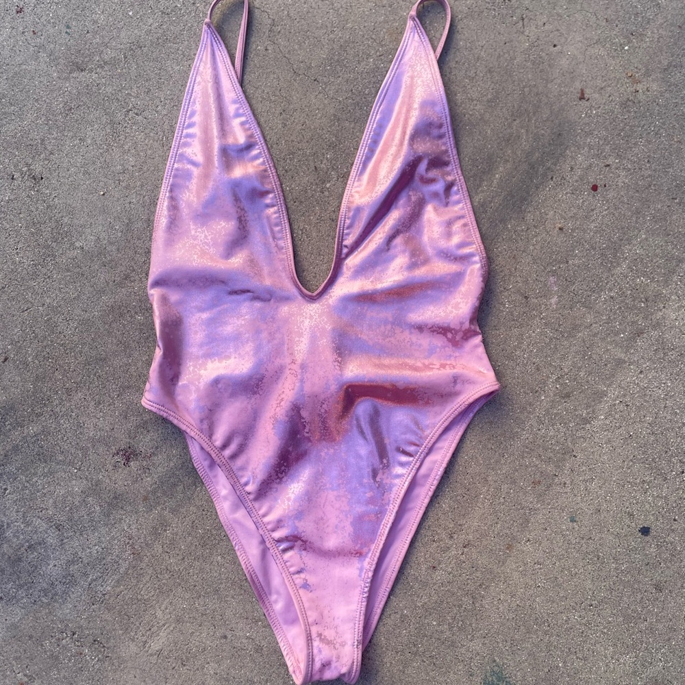 Metallic Rose Pink Onesie Leo